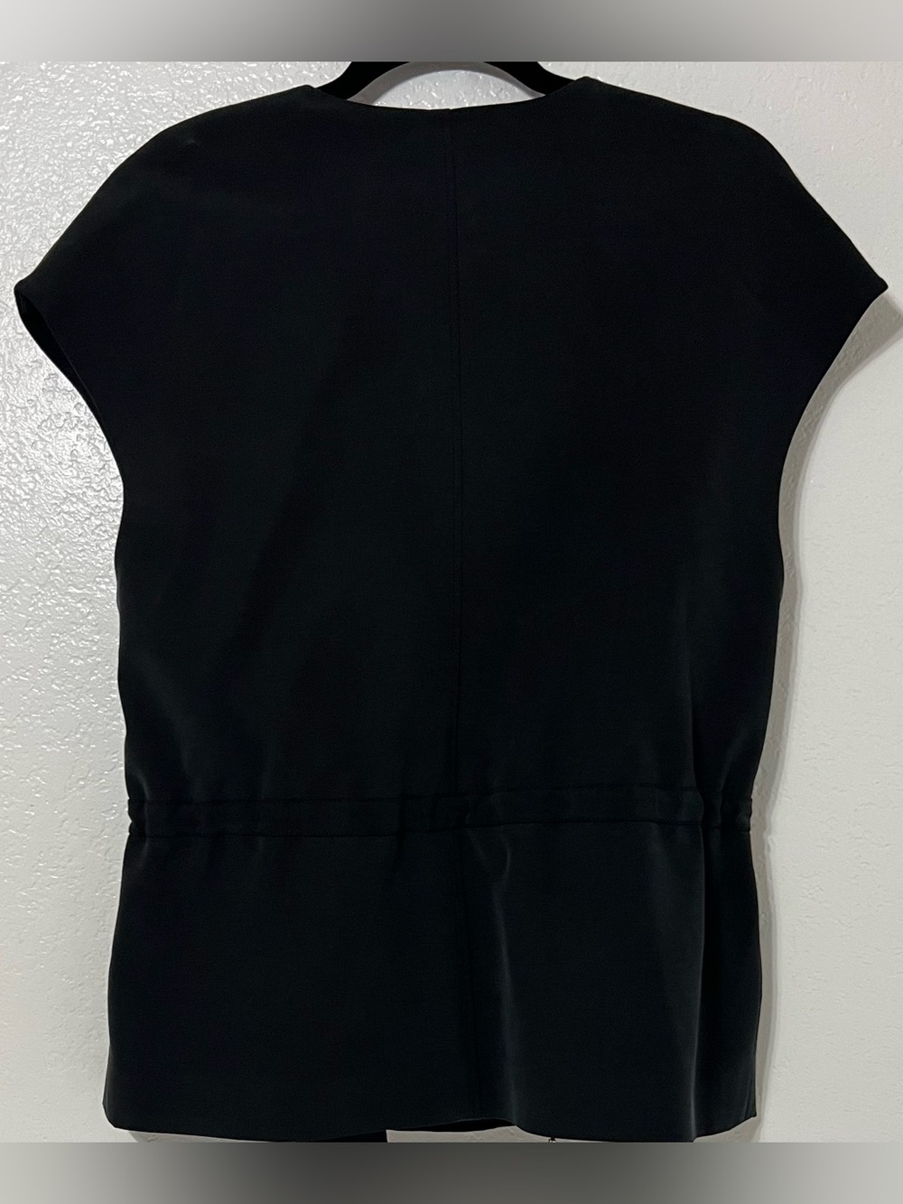 Vince Black Asymmetrical Draped Moto Vest Jacket M Quiet Luxury Minimalist - Picture 3 of 8